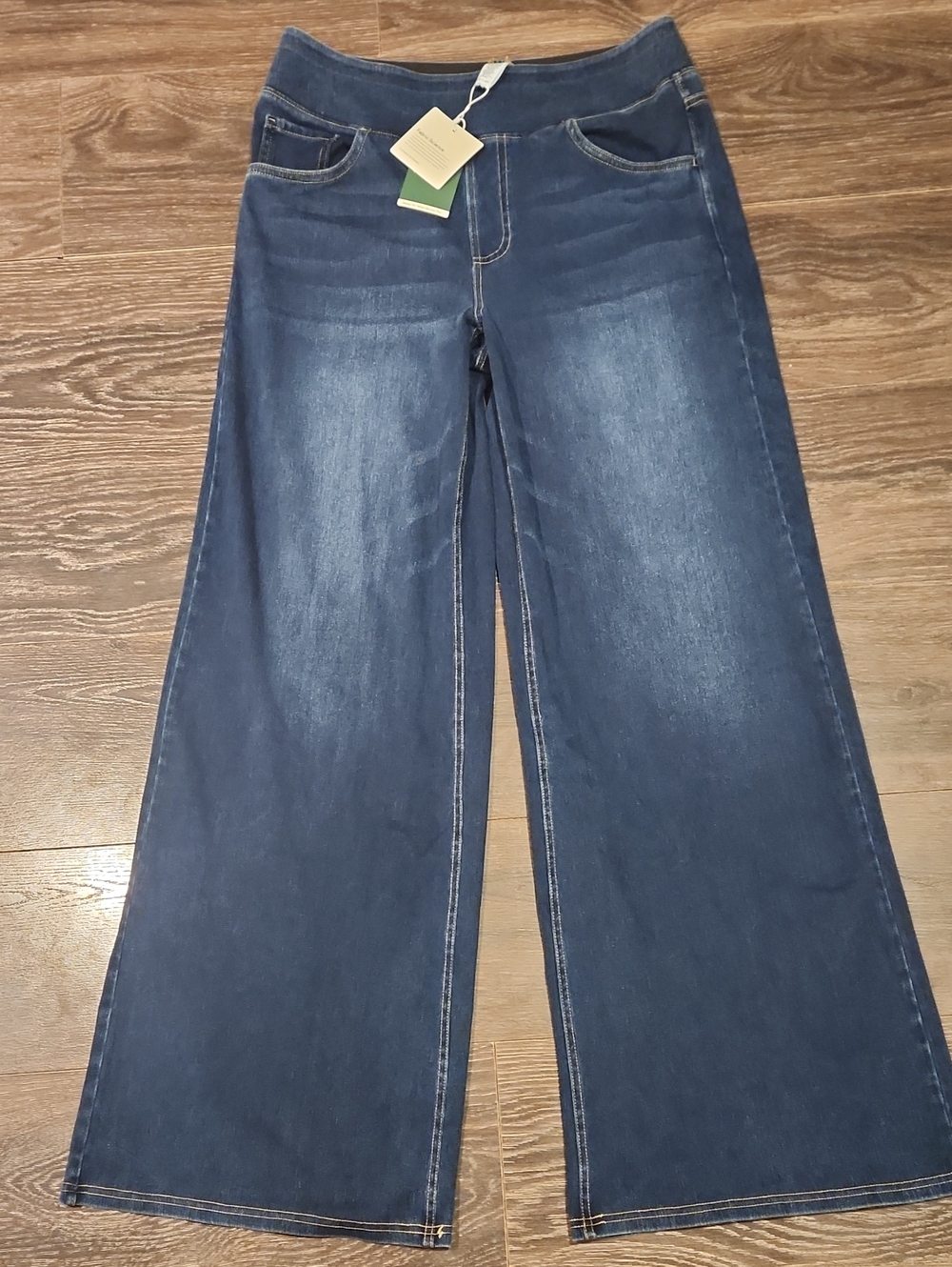 ❤️ NWT! HALARA FLEX DENIM WIDE LEG PULL ON JEANS, 12 - 14 LONG (LARGE TALL) - Picture 3 of 12